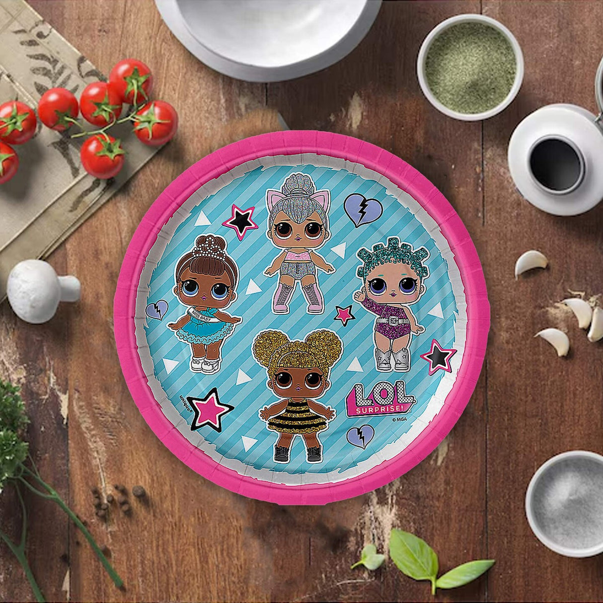 8 Count L.O.L. Surprise Party Paper Dessert Plates Disposable Tableware for Kids Birthday