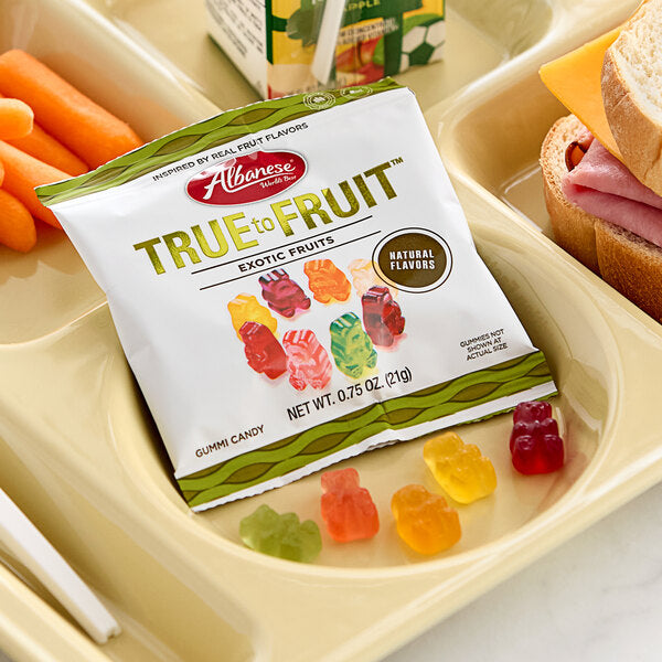 Albanese True to Fruit Exotic Fruits Gummi Bears 0.75 oz. - 200/Case