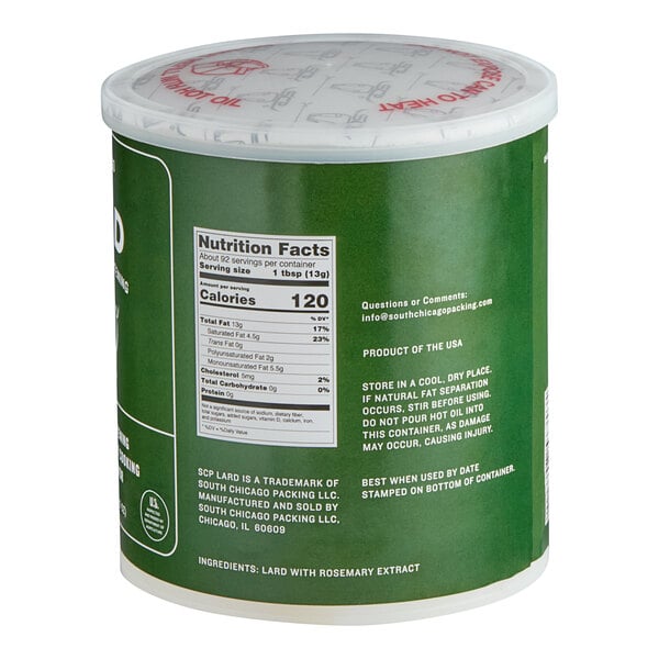 South Chicago Packing Lard 42 oz. - 12/Case