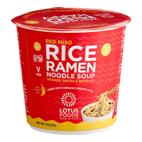 Lotus Foods Red Miso Rice Ramen Noodle Soup Cup 2 oz. - 6/Case