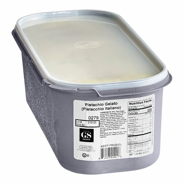 G.S. Gelato Italiano Pistachio Gelato 5 Liter Container