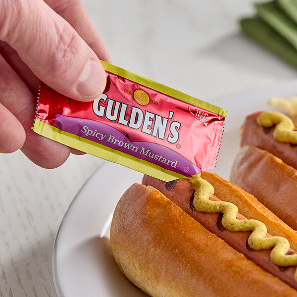 Gulden's Spicy Brown Mustard Portion Packet 0.32 oz. - 500/Case