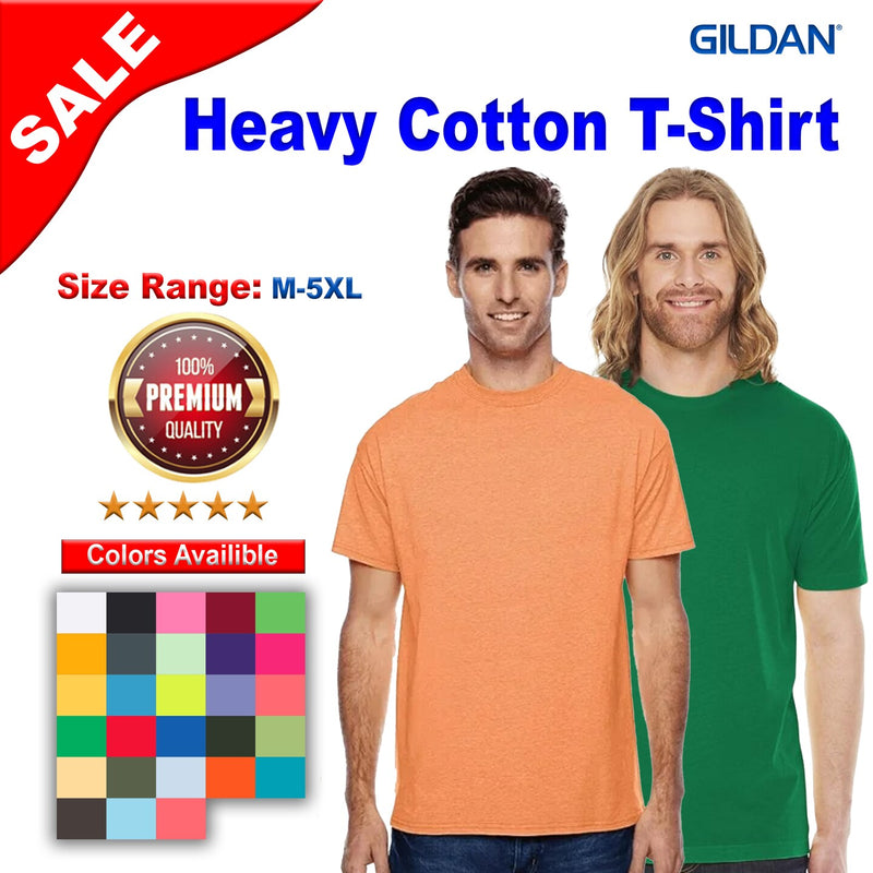 Gildan Heavy Cotton Crewneck Short Sleeve T Shirt | Classic Fit Cotton Tee | Comfortable Everyday Casual Shirt