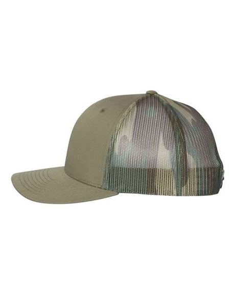 Richardson five-panel trucker cap with breathable mesh
