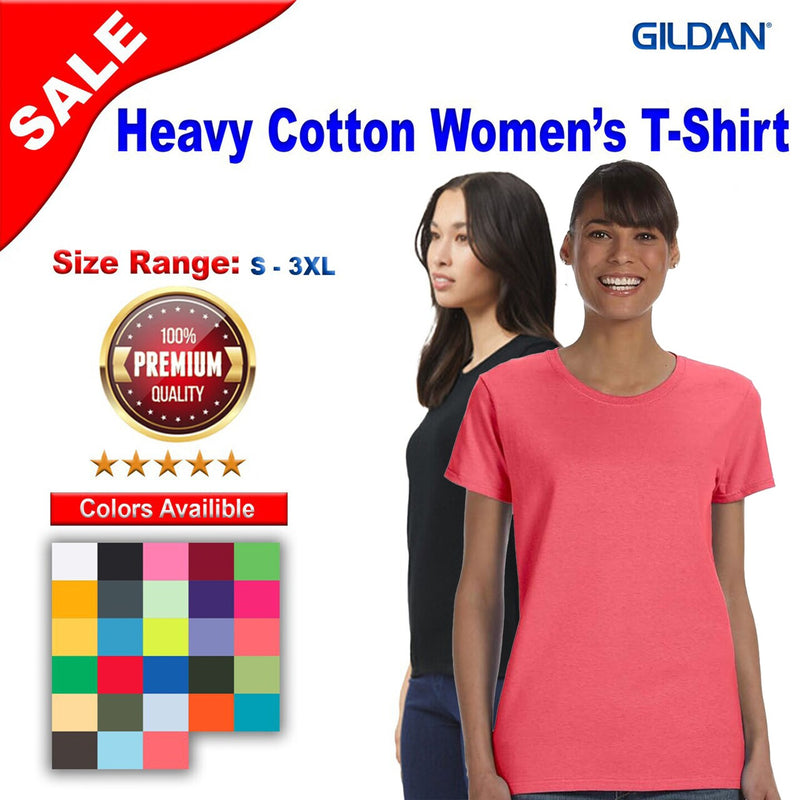 GildanÂ® Heavy Cotton Crewneck Short Sleeve Womenâ€™s T-Shirt