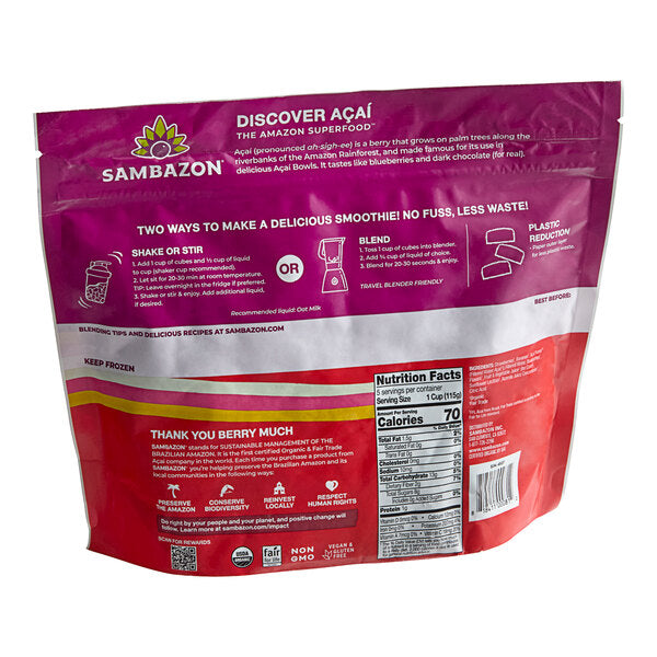 Sambazon Organic Mixed Berries & Acai Smoothie Cubes 20 oz. - 6/Case