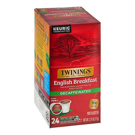 Twinings English Breakfast Decaffeinated Tea Single Serve Keurig® K-Cup® Pods - 24/Box