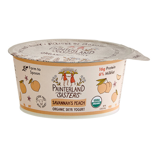 Painterland Sisters Savannah's Peach Organic Skyr Yogurt Cup 5.3 oz. - 8/Pack