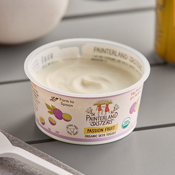 Painterland Sisters Passion Fruit Organic Skyr Yogurt Cup 5.3 oz. - 8/Pack