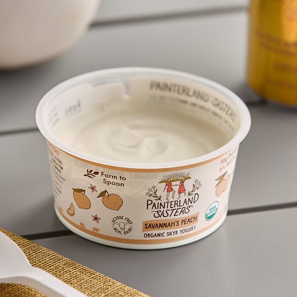 Painterland Sisters Savannah's Peach Organic Skyr Yogurt Cup 5.3 oz. - 8/Pack