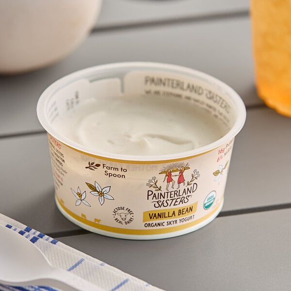 Painterland Sisters Vanilla Bean Organic Skyr Yogurt Cup 5.3 oz. - 8/Pack
