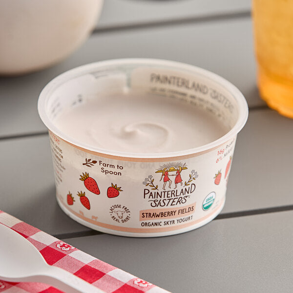 Painterland Sisters Strawberry Fields Organic Skyr Yogurt Cup 5.3 oz. - 8/Pack