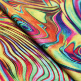 Paint Swirl Polyester Spandex Fabric - Multicolor Abstract Print, 58/60" Width (1 Yard)