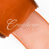 2 1/2" Wired Organza Ribbon - 10 Yards (Orange)