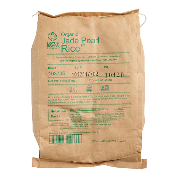 Lotus Foods Organic Short Grain Jade Pearl Rice™ Sushi Rice 11 lb.