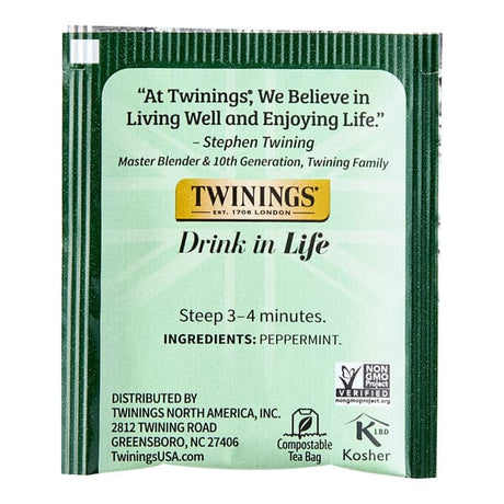 Twinings Pure Peppermint Herbal Tea Bags - 25/Box