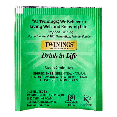 Twinings Green Tea with Lemon Tea Bags - 120/Case