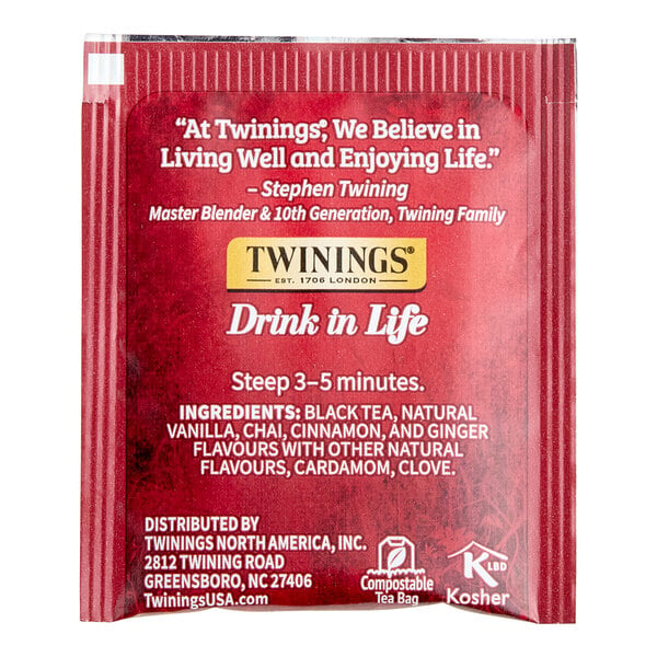 Twinings French Vanilla Chai Tea Bags - 120/Case