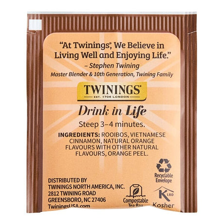 Twinings Orange & Cinnamon Spice Herbal Tea Bags - 20/Box