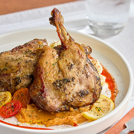 Maple Leaf Farms All-Natural 2-Count Fully Cooked Bone-In Duck Leg Confit 10 oz. - 12/Case