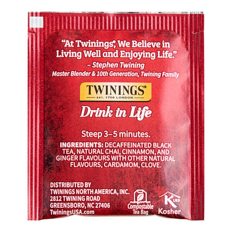 Twinings Chai Decaffeinated Tea Bags - 20/Box