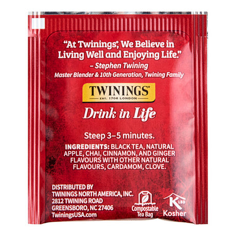 Twinings Spiced Apple Chai Tea Bags - 120/Case