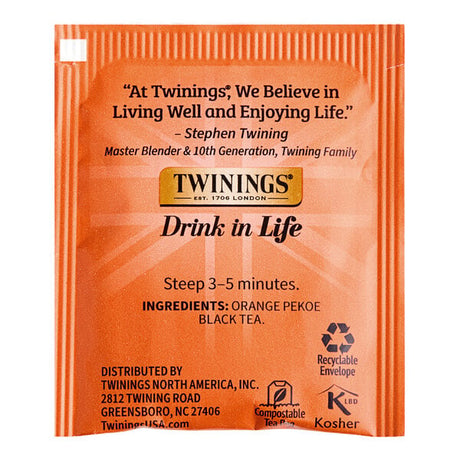 Twinings Ceylon Pure Black Tea Bags - 120/Case