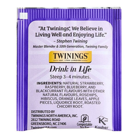 Twinings Wild Berries Herbal Tea Bags - 20/Box