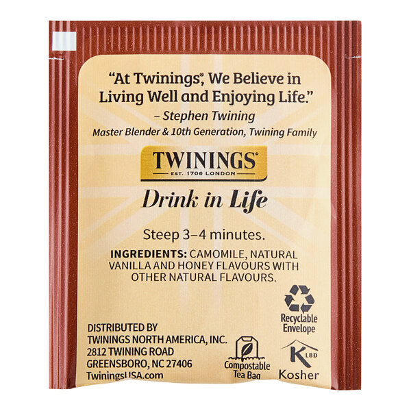 Twinings Chamomile, Honey & Vanilla Herbal Tea Bags - 120/Case