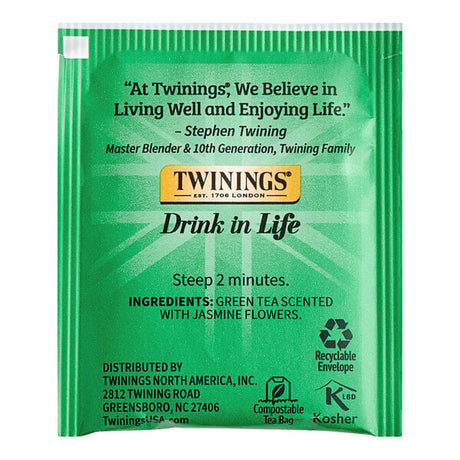 Twinings Green Tea with Jasmine Tea Bags - 20/Box