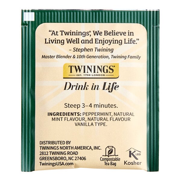 Twinings Peppermint and Creamy Vanilla Herbal Tea Bags - 120/Case