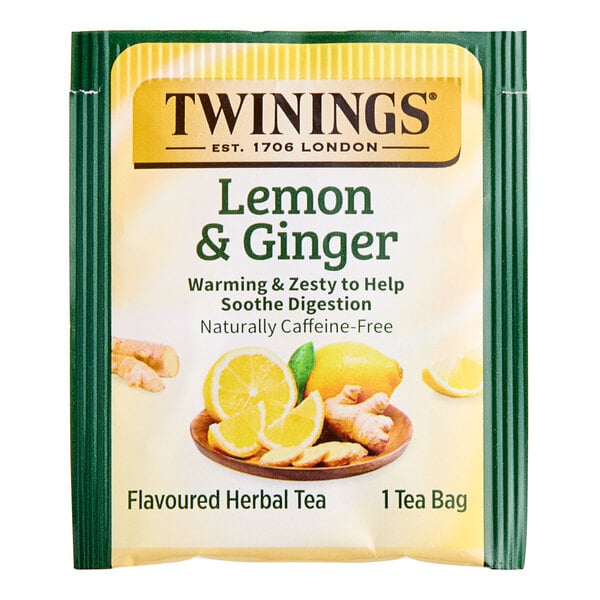 Twinings Lemon & Ginger Herbal Tea Bags - 100/Box