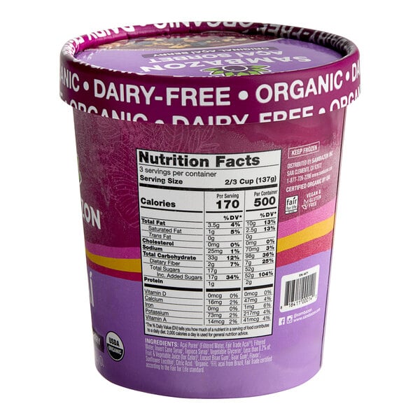 Sambazon Organic Acai Sorbet 16 fl. oz. - 8/Case