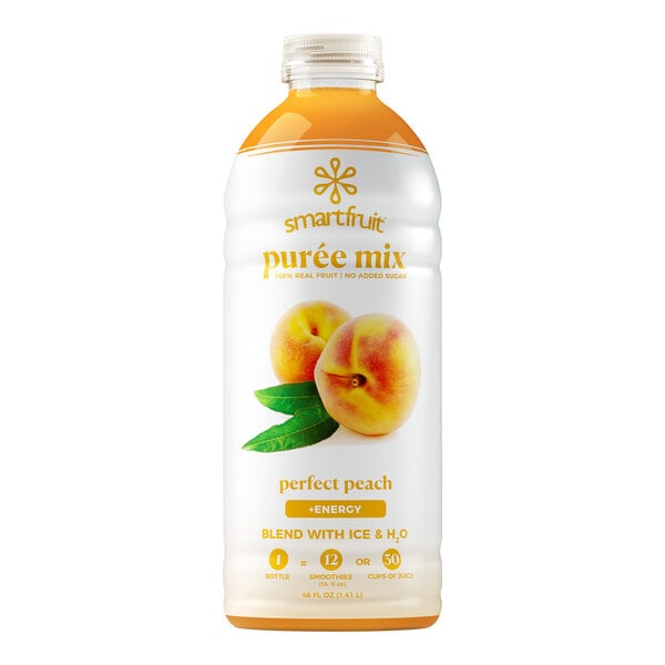 Smartfruit Perfect Peach 100% Fruit Puree Beverage Mix 48 fl. oz. - 6/Case
