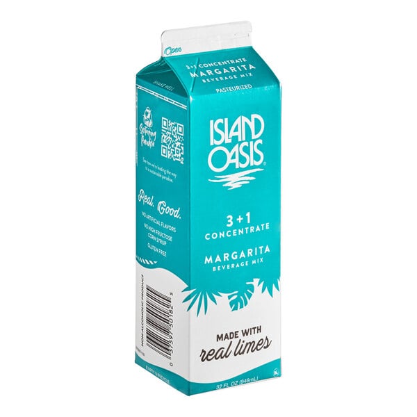 Island Oasis Margarita 3+1 Frozen Beverage Concentrate Mix 32 fl. oz. - 12/Case