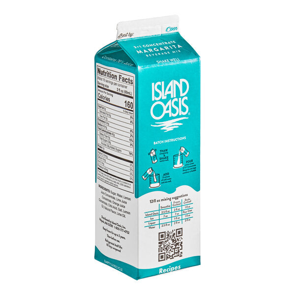 Island Oasis Margarita 3+1 Frozen Beverage Concentrate Mix 32 fl. oz. - 12/Case