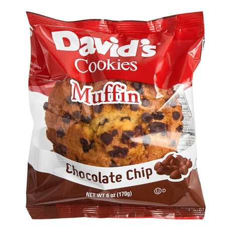 David's Cookies Individually Wrapped Chocolate Chip Muffin 6 oz. - 24/Case