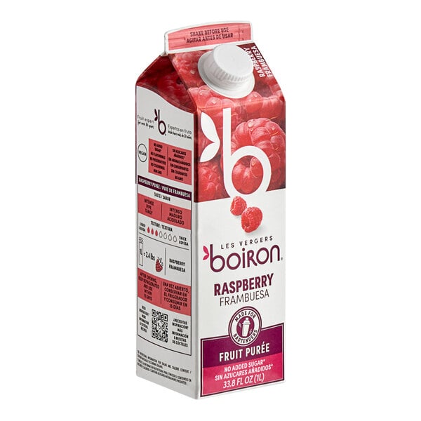Les Vergers Boiron 100% Raspberry Real Fruit Puree 1 Liter - 6/Case