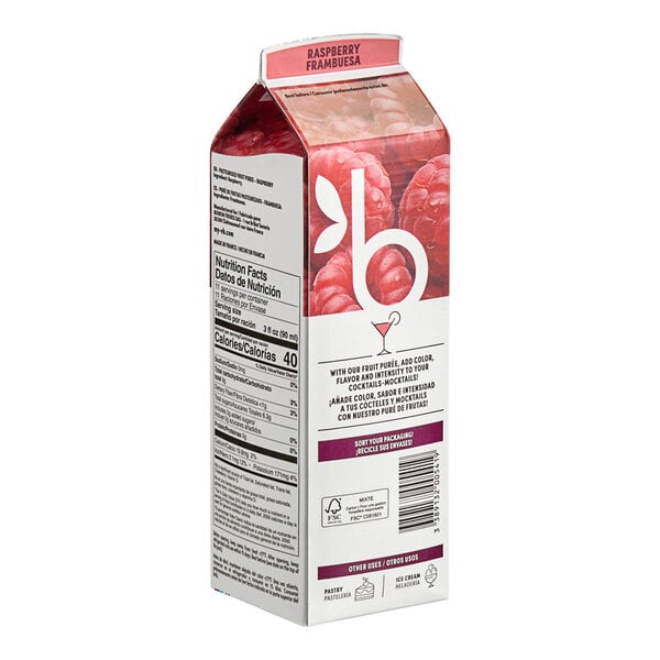 Les Vergers Boiron 100% Raspberry Real Fruit Puree 1 Liter - 6/Case