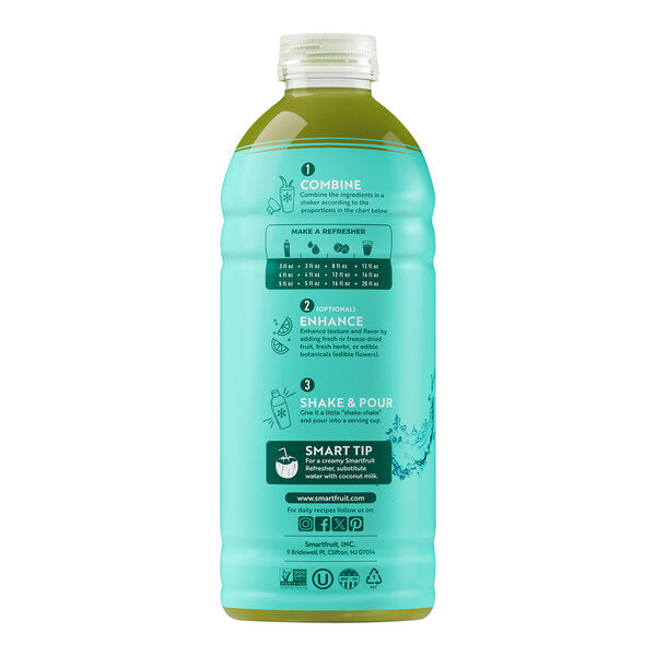 Smartfruit Restore Kiwi / Mint / Lemongrass Refresher Beverage 1:1 Concentrate 48 fl. oz. - 6/Case