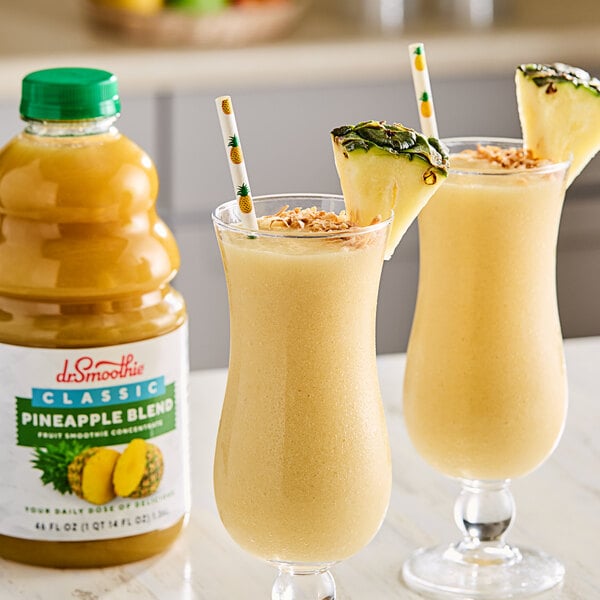 Dr. Smoothie Classic Pineapple Blend Fruit Smoothie Mix 46 fl. oz. - 6/Case
