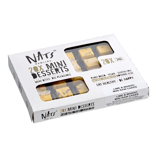 Nats Rawline Plant-Based Vegan Lime and Mango Mini Raw Cake Square 0.85 oz. - 20/Case