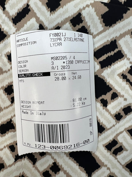 Polyamide Elastane Knitted Fabric Beige Black Geometric Print