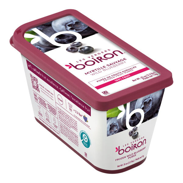 Les Vergers Boiron Wild Blueberry 100% Fruit Puree 2.2 lb. - 6/Case