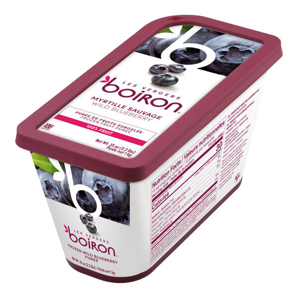 Les Vergers Boiron Wild Blueberry 100% Fruit Puree 2.2 lb. - 6/Case