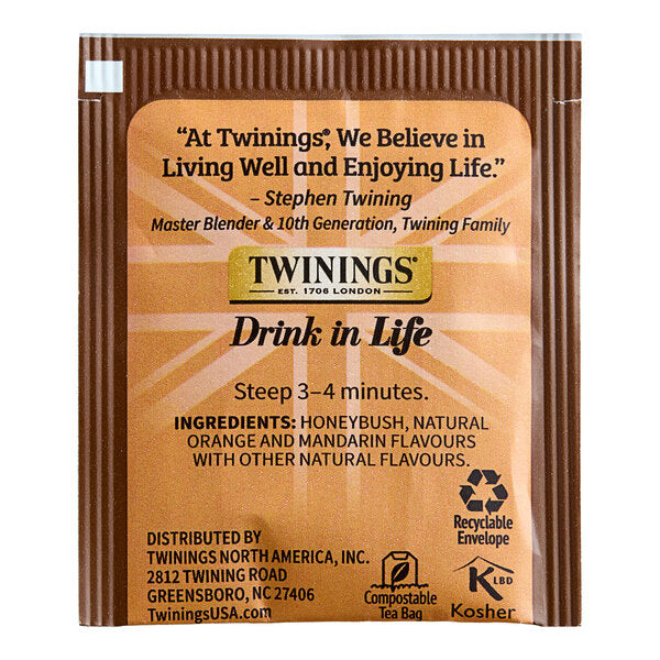Twinings Honeybush, Mandarin & Orange Herbal Tea Bags - 120/Case