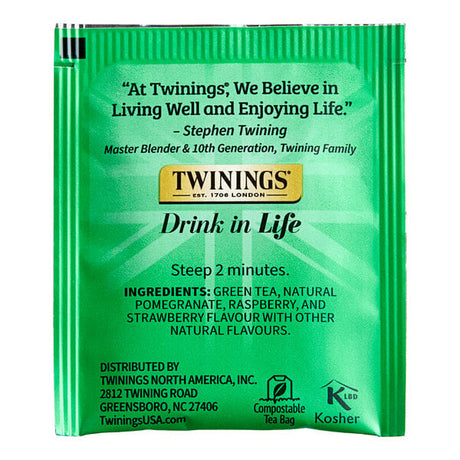 Twinings Green Tea, Pomegranate, Raspberry, & Strawberry Tea Bags - 120/Case