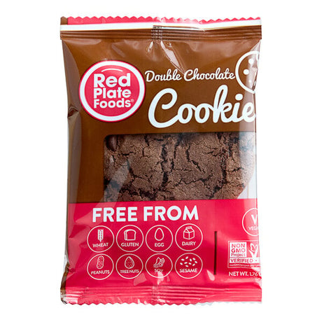 Red Plate Foods Individually Wrapped Vegan Double Chocolate Cookie 1.76 oz. - 12/Case