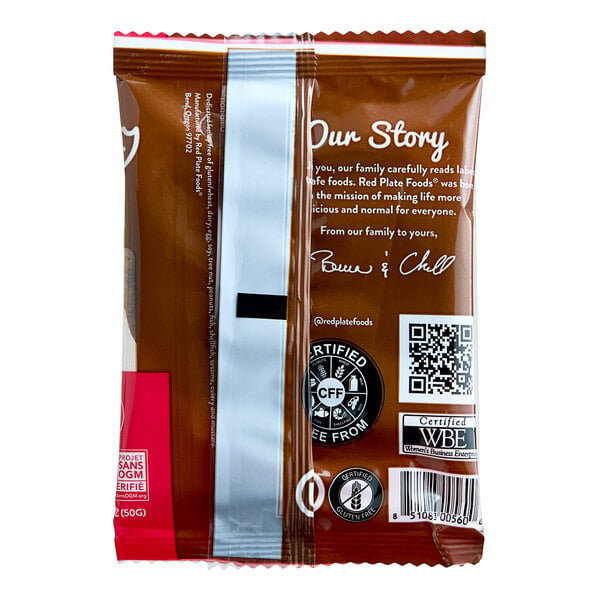 Red Plate Foods Individually Wrapped Vegan Double Chocolate Cookie 1.76 oz. - 12/Case