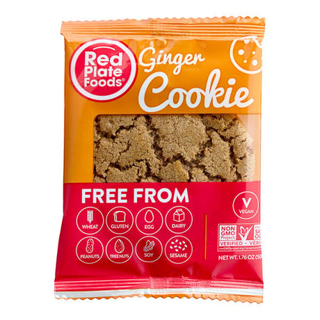 Red Plate Foods Individually Wrapped Vegan Ginger Cookie 1.76 oz. - 12/Case